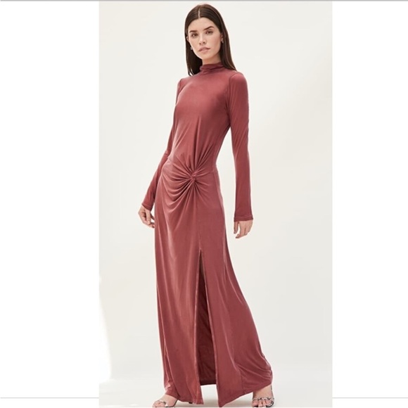 Young Fabulous & Broke Dress Maroon Madison Twist Detail Maxi Turtleneck Size M - Picture 1 of 9
